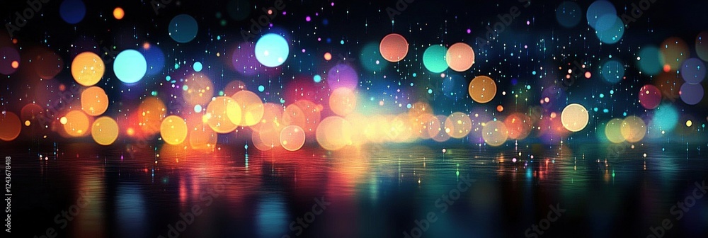 Poster multicolor bokeh background with raining lights creating a dreamy atmosphere for artistic and creati
