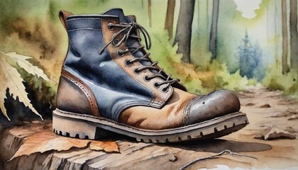 Watercolor Painting of a Boot