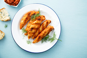 Homemade tandoori chicken on a plate