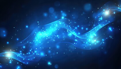 Abstract Blue Particle Wave Background