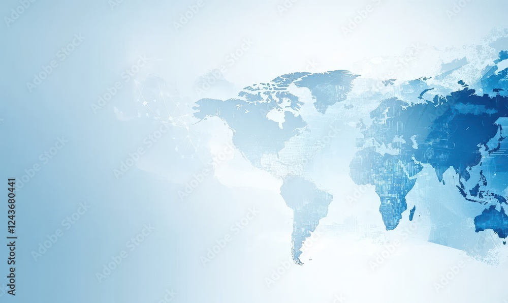 Fototapete Abstract Blue World Map Background