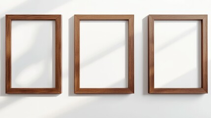 Fototapeta premium Three Large Wooden Frames in Minimalist Style Ideal for Modern Home Decor and Artwork Display