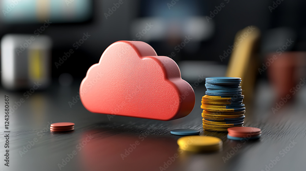 Aufkleber cloud computing innovations boosting business efficiency digital workspace infographic modern office
