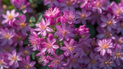 Obraz premium Aerial view of vibrant magenta flowers blossoming under bright sunlight showcasing nature's beauty and floral abundance.