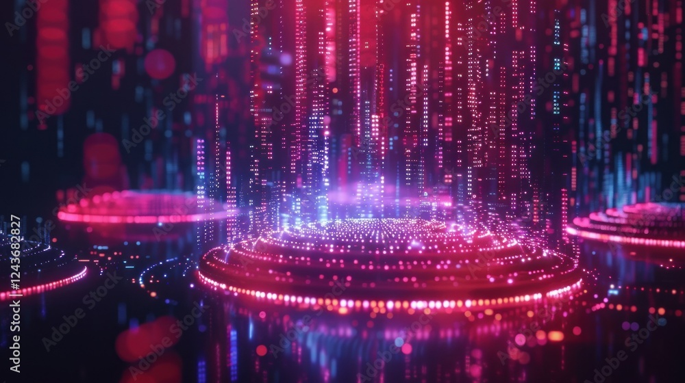 Aufkleber an abstract representation of digital innovation with glowing binary code. stock photo --ar 16:9 --s