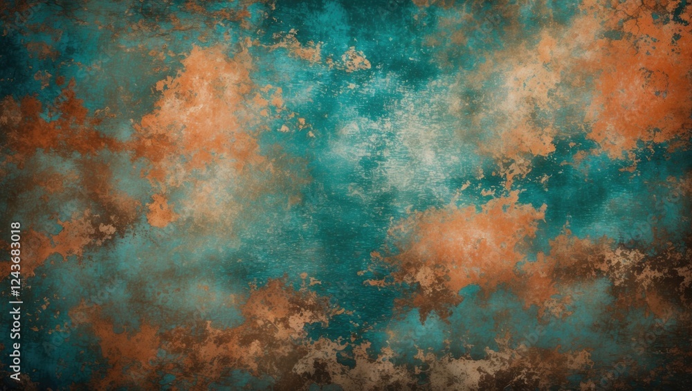 Poster vintage abstract texture with teal and orange hues ideal for backgrounds and artistic projects. perf