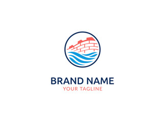 Ocean sea wave logo design template. Sea Wall logo illustration