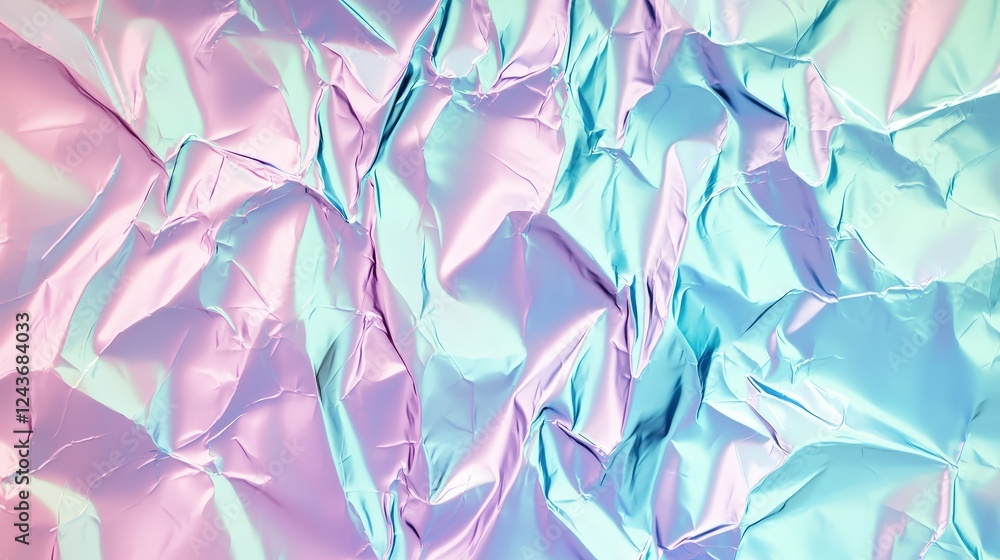 Poster iridescent abstract background in pastel colors featuring crumpled texture with soft hues and subtle