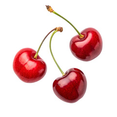 red cherries isolated on transparent background
