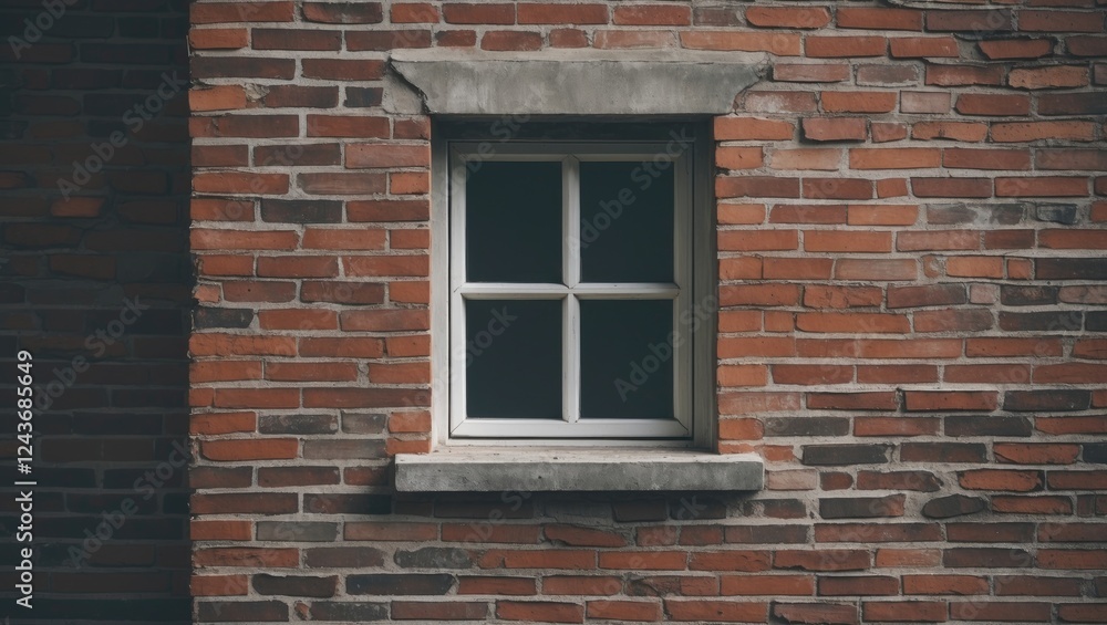 Aufkleber minimalistic window in a brick wall showcasing architectural simplicity and texture in a corner of a