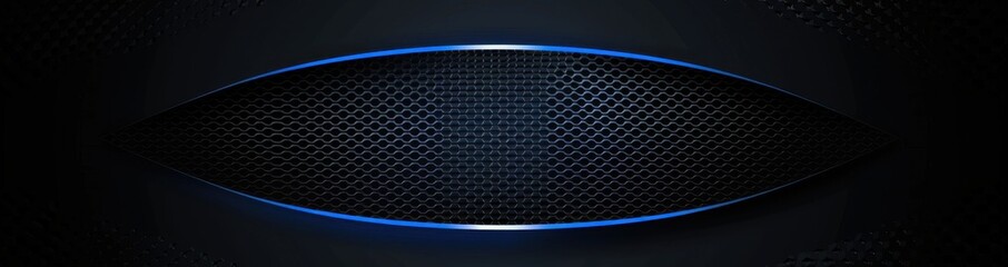 Abstract Dark Blue Geometric Grid with Glowing Neon Light