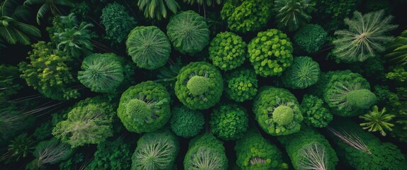 Aerial View of Lush Green Forest Canopy Promoting Tropical Ecosystem and Biodiversity with Space for Text Overlay