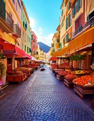 Fototapeta premium street market in a picturesque Mediterranean town 