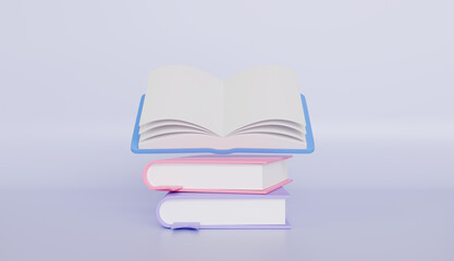 Open book on blue and white background