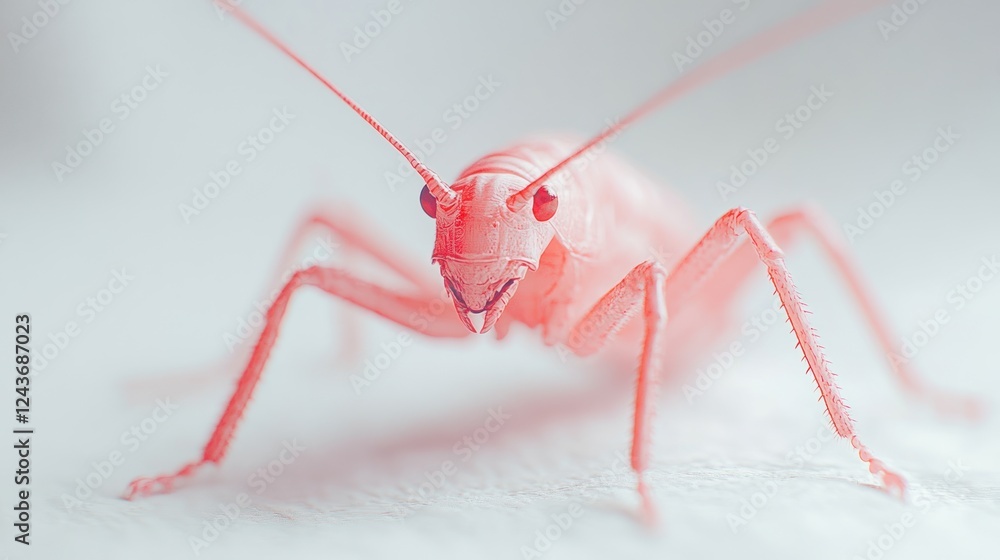 Aufkleber a close-up of a translucent pink insect, showcasing its intricate features and texture.