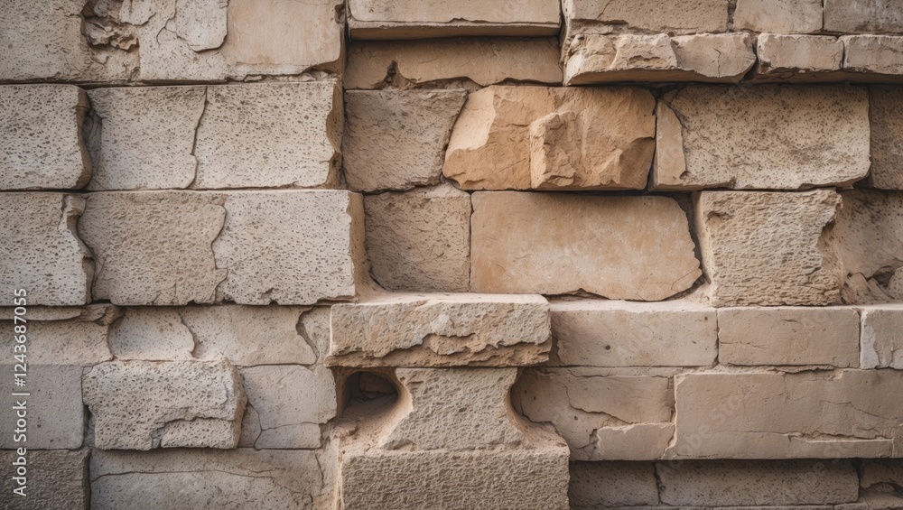 Aufkleber weathered stone wall texture showcasing aged bricks and subtle color variations for architectural an