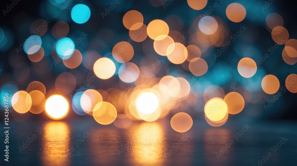 Poster colorful bokeh circles with soft focus lights creating an abstract background for festive or artisti