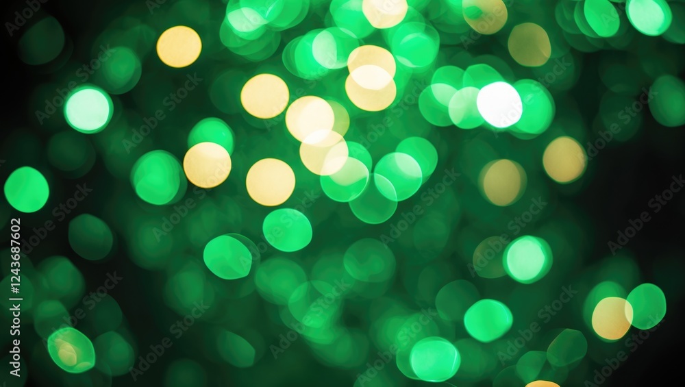 Poster abstract green and yellow bokeh lights creating a vibrant and dreamy background ideal for festive th