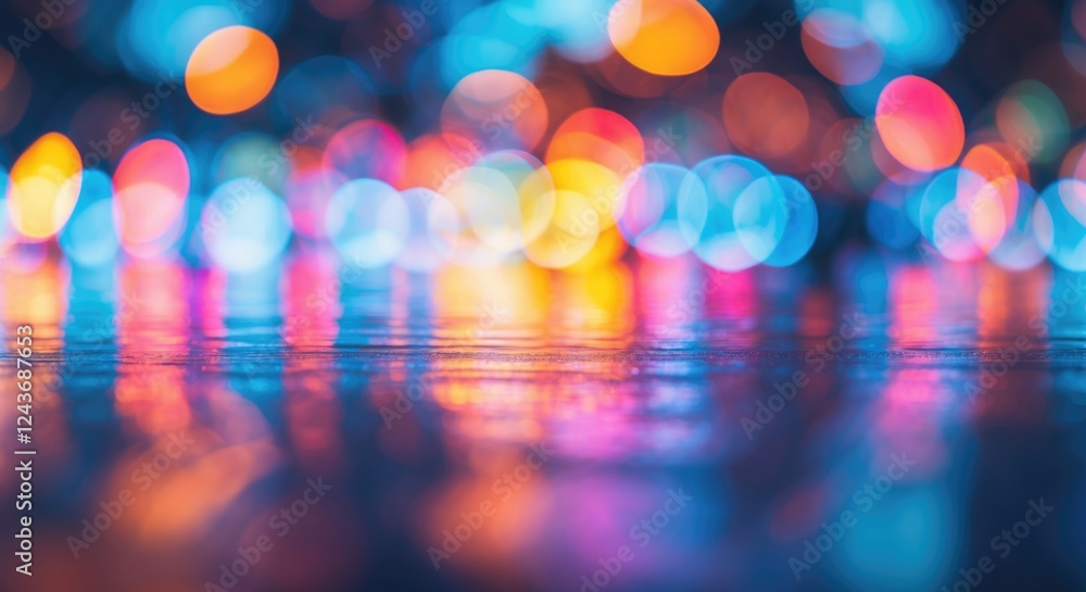 Poster colorful abstract bokeh light background creating a vibrant and dreamy atmosphere perfect for festiv