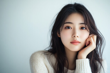 Beautiful Asian Woman Portrait – Skincare Advertising Concept