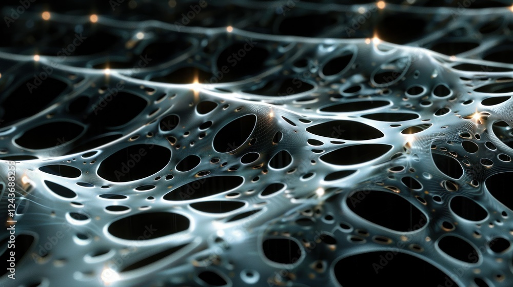 Aufkleber an abstract design of interconnected nodes with glowing points of light. stock photo --ar 16:9 --sty