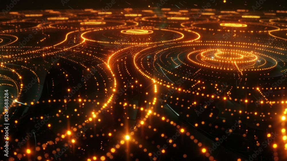 Aufkleber an abstract design of interconnected nodes with glowing points of light. stock photo --ar 16:9 --sty