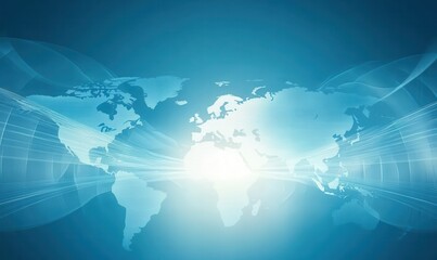 Abstract Digital World Map on Blue Background