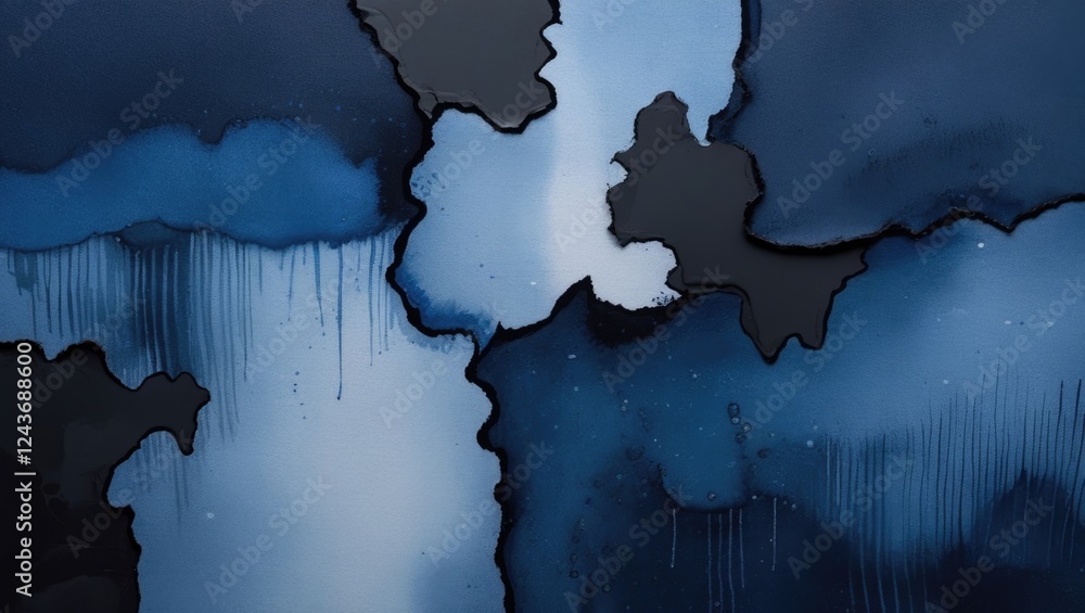 Poster navy blue and black abstract watercolor background with textured patterns and a denim gradient creat