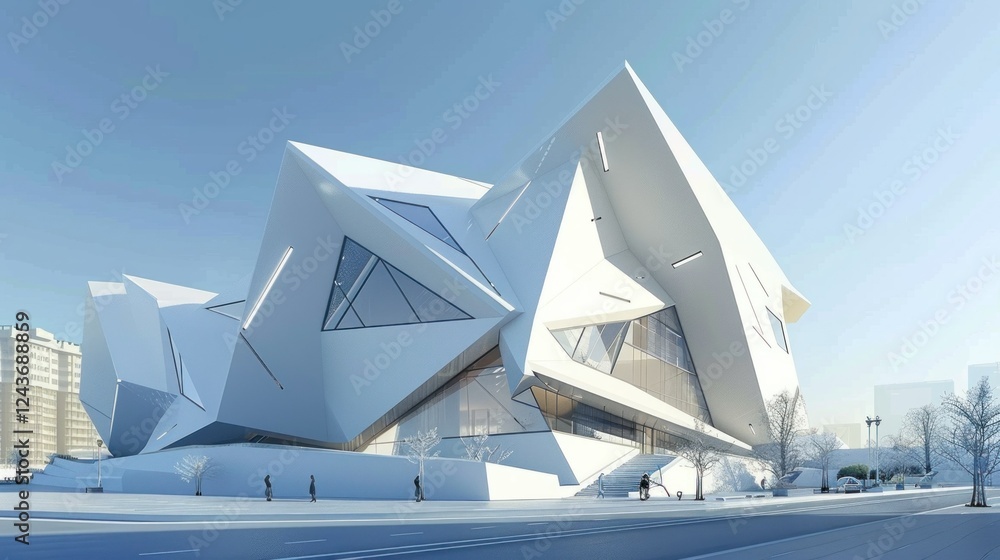 Aufkleber a conceptual abstract design of a modern building with sharp angles. stock photo --ar 16:9 --style r