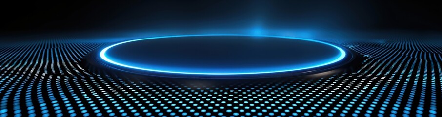 Abstract Futuristic Blue Neon Circle Platform Background