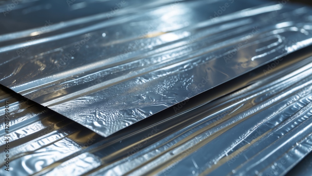 Poster shiny aluminum sheet texture showcasing reflective surface and intricate patterns ideal for industri