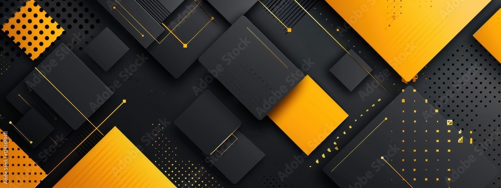 Aufkleber abstract geometric black and gold background with overlapping squares