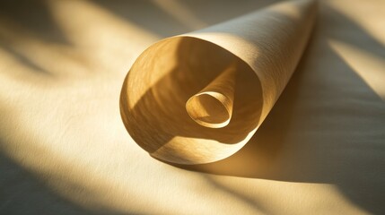 Rolled paper with a warm light