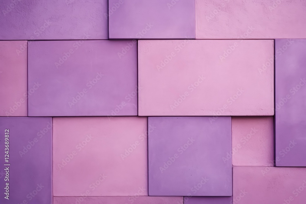 Poster modern overlapping rectangular pattern creating a textured wall in shades of purple, ideal for backg
