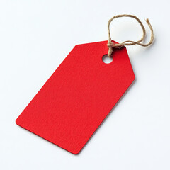 Isolated Red Tag on White Background, Flat Style, Simple Design Element