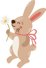 Easter bunny isolated vector, cute rabbit cartoon