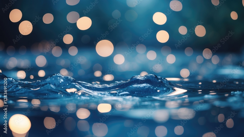 Poster abstract aqua water background with blurred light bokeh effect for creative design and artistic visu