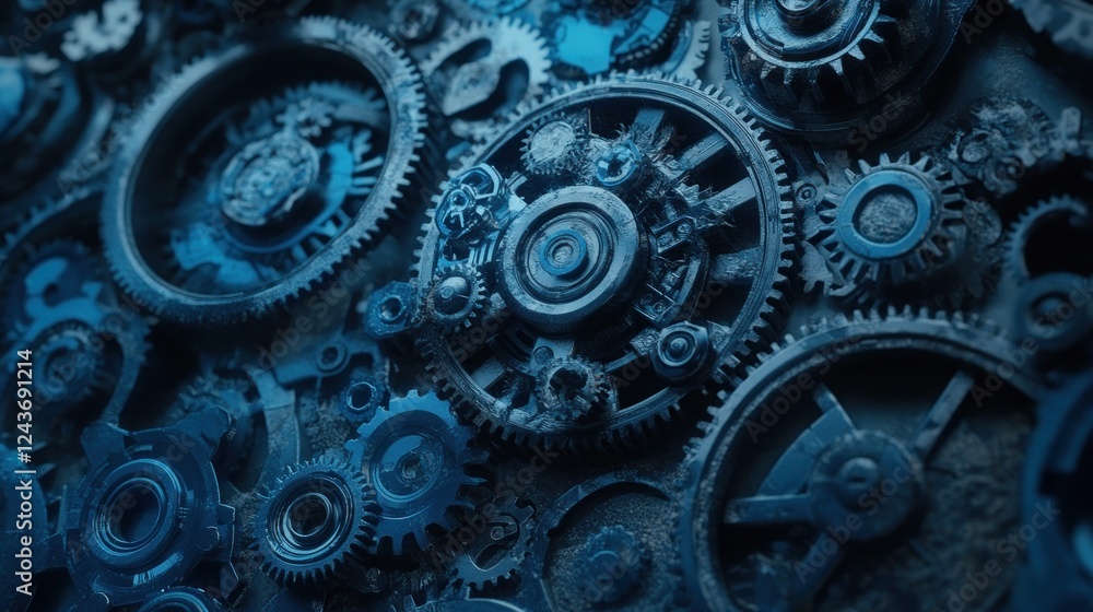 Aufkleber a close-up view of intricate gears and machinery, showcasing industrial design and mechanics.