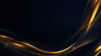 Abstract Golden Wave on Dark Background