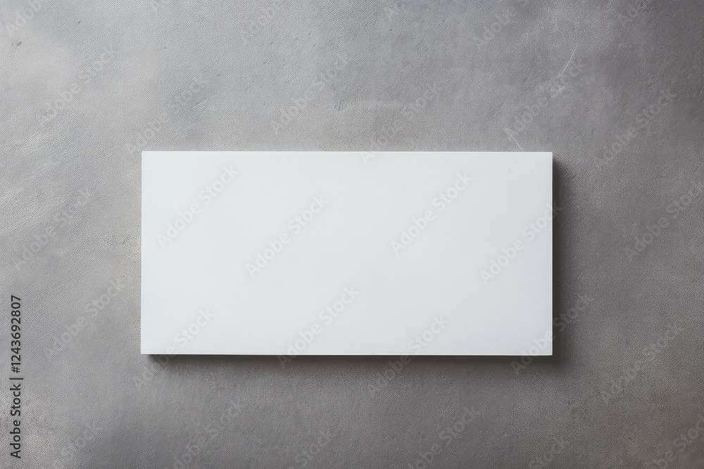 Poster minimalist background showing white empty horizontal rectangle on gray concrete textured backdrop wi