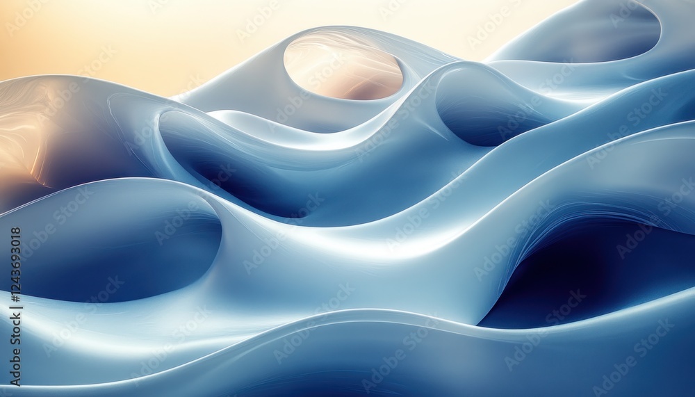 Poster abstract fluid dynamics composition with neon waves and gradient light