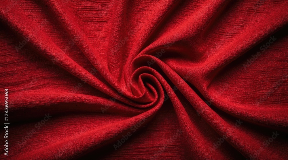 Poster textured red fabric background with elegant swirls showcasing rich color and intricate details suita