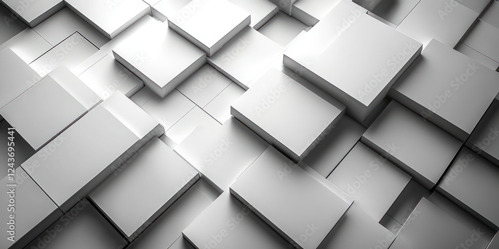 Aufkleber minimalist digital artwork overlapping white rectangles soft gray background geometric pattern high 