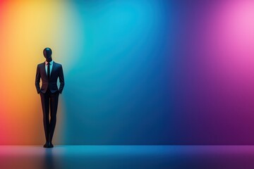 Obraz premium Stylish mannequin dressed in formal business wear colorful studio background fashion display modern environment artistic viewpoint