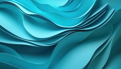 Abstract Teal Paper Wave Background