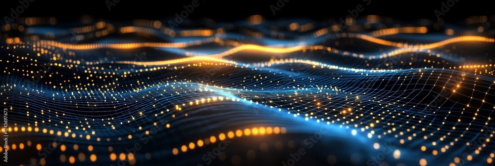 Poster explore a captivating digital landscape ideal for advanced tech processes like ai, seamless data tra