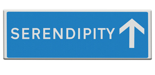 Digital composite ..Road sign “serendipity ahead”