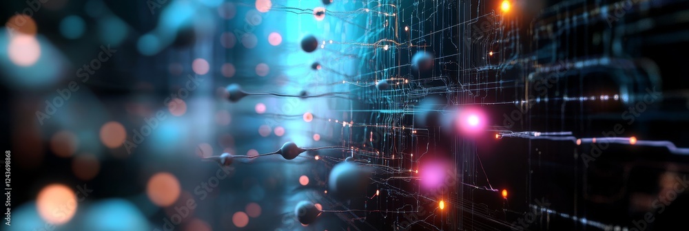 Poster this captivating digital background is ideal for showcasing technological elements like neural netwo