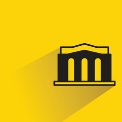 government building icon with shadow on yellow background