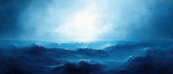 Fototapeta premium Abstract Blue Black Watercolor Background with Smoke Effect and Ethereal Light